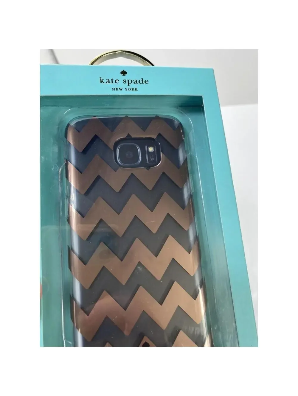 Kate Spade Samsung S7 Edge Phone Case Hardshell Cover Chevron Rose Gold Clear